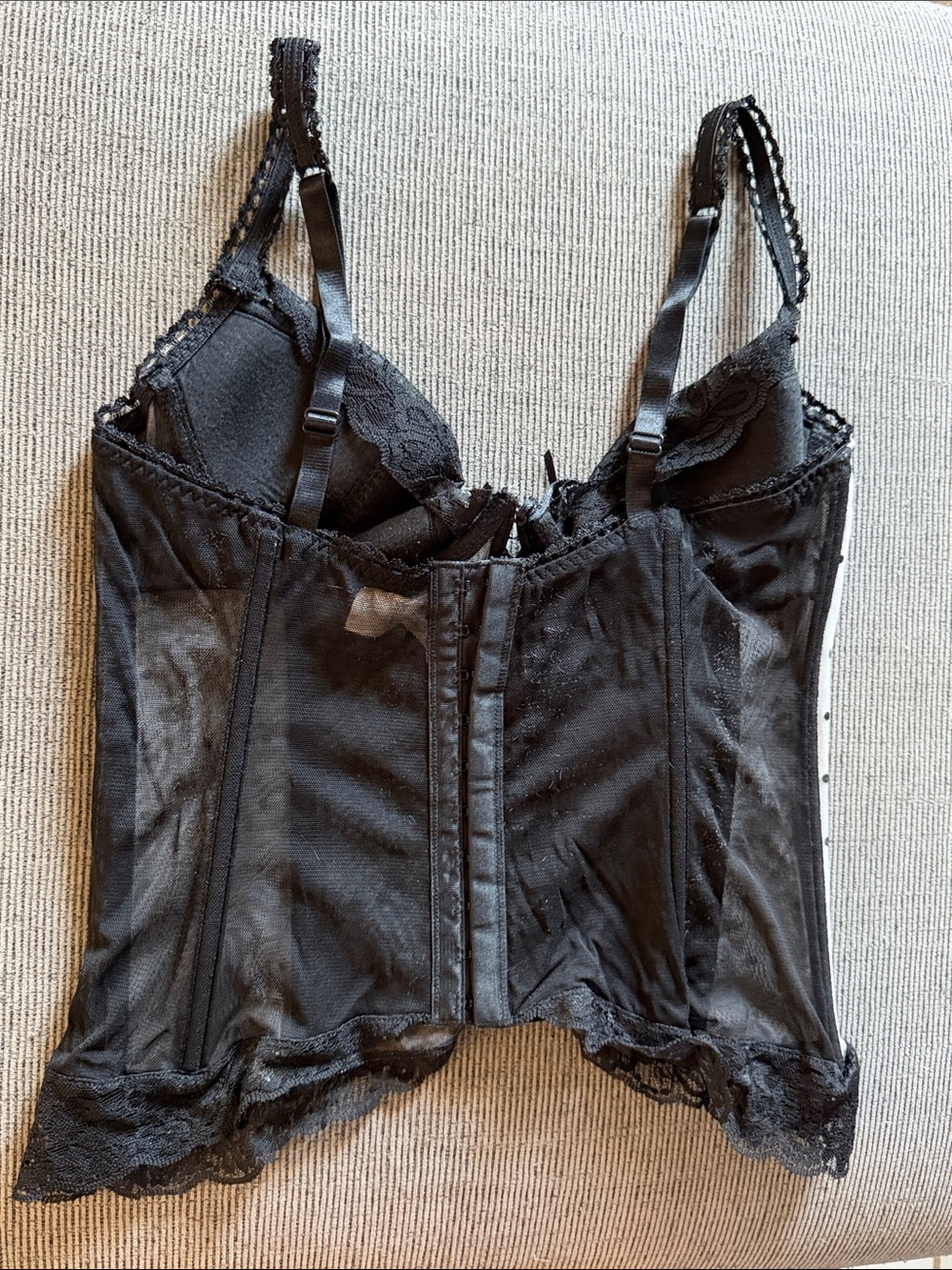 Polka Dot Lace Trim Bustier Corset - Picture 2 of 3